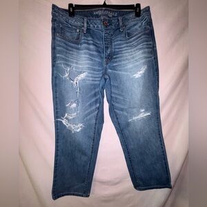 American Eagle Outfitters Relaxed Boy Crop Blue Jeans